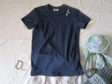 ユニクロユーのクルーネックTシャツ　とワイドパンツコーデ (6)