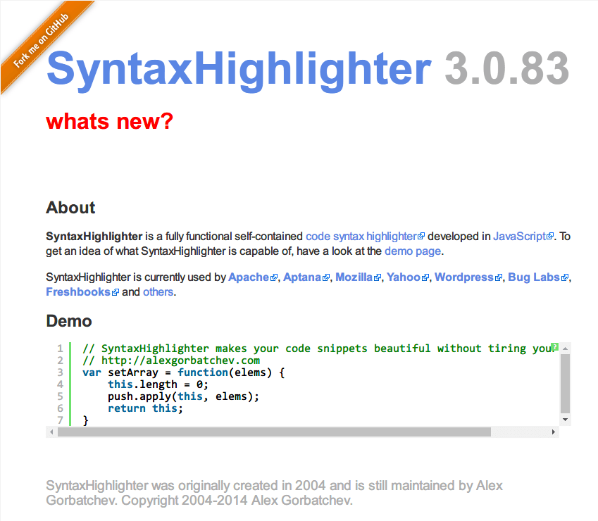 FC2 ブログで SyntaxHighlighter 3.0.83 導入
