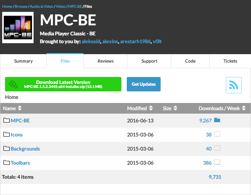 MPC-BE 1.5.2.3445 x64 ダウンロード