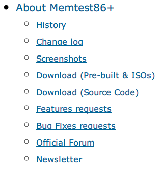 Memtest86+ ダウンロード、Download (Pre-built & ISOs) クリック