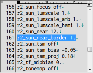S.T.A.L.K.E.R Shadow of Chernobyl 太陽光影バグ修正 Mod、ドキュメントフォルダ → Stalker-SHOC フォルダにある user.ltx をテキストエディタで開き r2_sun_near_border を 0.66 → 1. に変更
