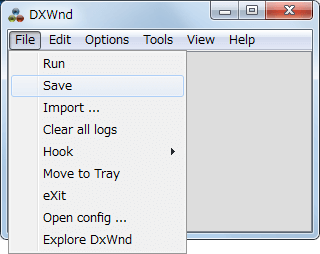 PC ゲーム SILENT HILL HOMECOMING ウィンドウモード設定 その2、ウィンドウモード設定後、DxWnd のメニュー File から Save をクリックして保存する