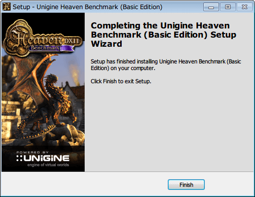 Baldur's Gate Enhanced Edition でサウンドカード Sound Blaster X-Fi 使用時に発生するサウンドノイズ対処方法、Unigine Heaven Benchmark （Basic Edition） インストール完了