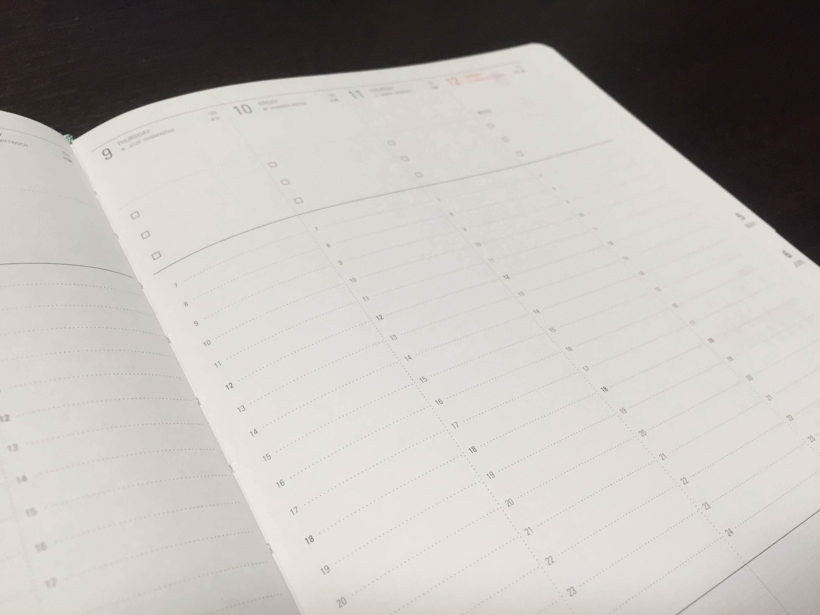 手帳 2019年はハイタイドのa5週間バーチカルに 裏抜けチェックと使い