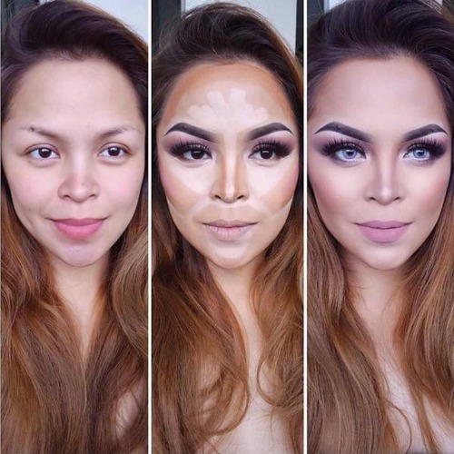 女性の化粧をする前と後の画像（5枚目）