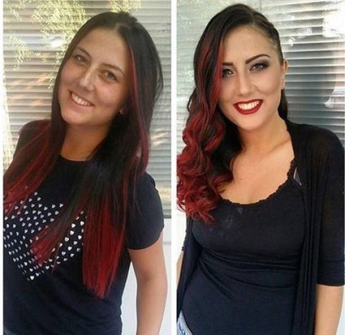 女性の化粧をする前と後の画像（31枚目）