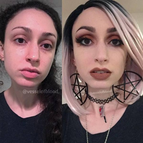 女性の化粧をする前と後の画像（10枚目）