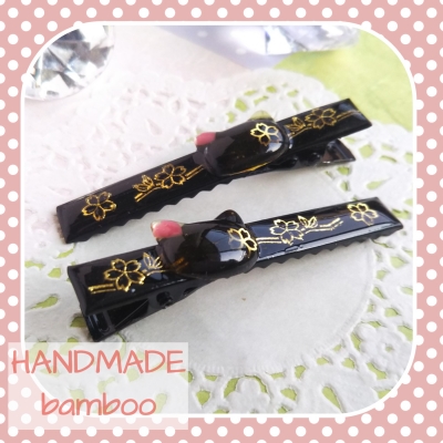 ご依頼品～サクラ猫のヘアクリップ（レジン作品） - HANDMADE bamboo