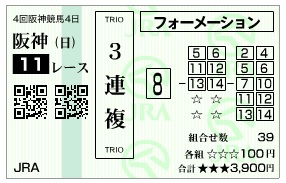 【馬券】0916阪神11Ｒ（長生式馬券スタイル）