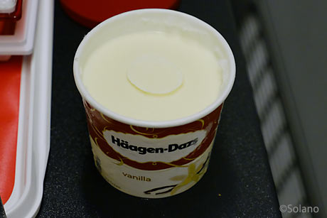 JALプレミアムエコノミー機内食のハーゲンダッツアイスクリーム