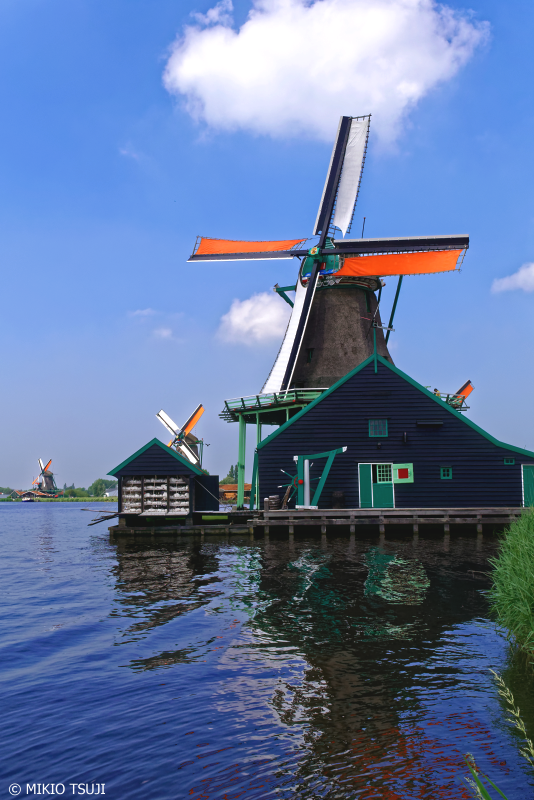 絶景探しの旅 - 0691 青空と風車の風景 （オランダ 北ホランド州 ザーンダム）